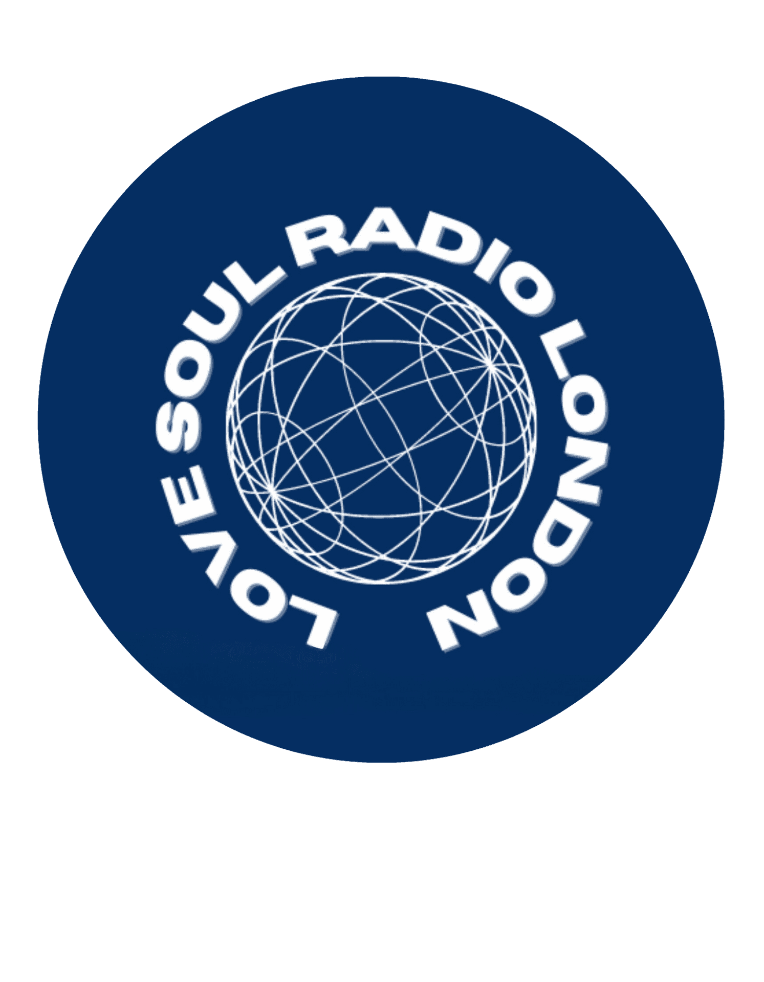 Logo of Love Soul Radio London featuring a blue circle with white interconnecting lines and text.